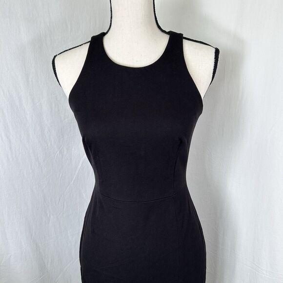 Banana Republic Black Stretch Sleeveless Sheath Dress Back Zip Office Size 0 - Picture 2 of 10